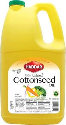 Haddar Pure Cottonseed Oil 96oz | Easy Pour Bottle with Handle, No Cholesterol or Preservatives, Perfect for Frying