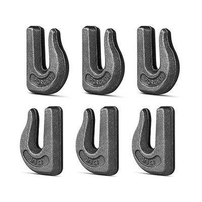 6‑Pack 3/8 Inch Grade70 Forged Clevis Weld On Chain Hooks | 6600 LBS Working Load Limit, for trucks, trailers, UTV, RV and tractor‑bucket rigging applications.