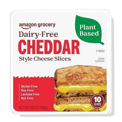 Amazon Fresh, Plant Based Cheddar Slices, 7.05 Oz