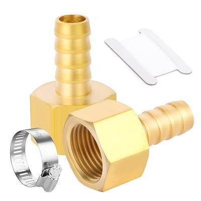 TAISHER 2 PCS Brass of Air Hose Fittings, Hose Barb Fittings 1/2" Hose Barb x 1/2" FNPT with 2 PCS Hose Clamp