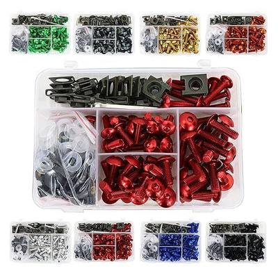 Universal Fairing Bolt Kits Fit for CRF/YZ/NINJA/GSX/DRZ Series | 6063-T6 Aluminum, Multi-Color Options, Screws/Washers/Nuts/Clips Assortment, Fixes Fairings & Body Panels