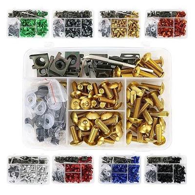 Universal Fairing Bolt Kits Fit for CRF/YZ/NINJA/GSX/DRZ Series | 6063-T6 Aluminum, Multi-Color Options, Screws/Washers/Nuts/Clips Assortment, Fixes Fairings & Body Panels