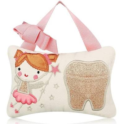 Qunclay Tooth Fairy Pillow with Pocket Kids Keepsake Pouch Tooth Fairy Gifts for Girl and Boy, 3.9 x 5.9 Inches (Sweet)