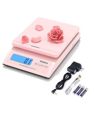 MUNBYN Shipping Scale, 66lb/0.1oz Accurate Digital Postal Scale Pink | Hold & Tare & PCS, Dual Power AC or Battery, Backlit LCD, Sweet Pink Design, Package Weight Scale