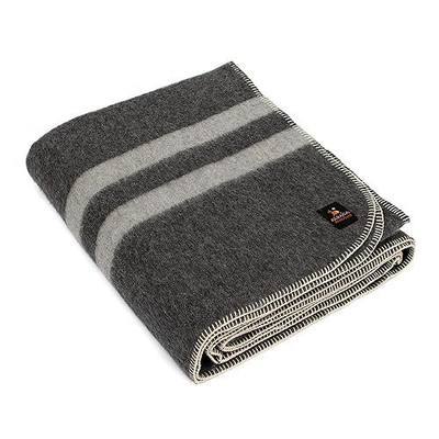 Thick Alpaca Wool Blanket Heavyweight for Camping Outdoors or Using Indoors | Soft Peruvian Alpaca Wool Blankets (Dark Gray -Soft Gray Stripes, King)