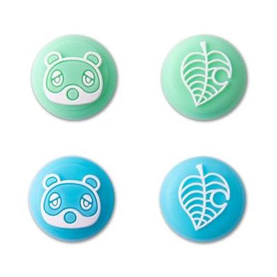 PERFECTSIGHT 4PCS Cute Switch Thumb Grip Caps for Nintendo Switch OLED/Lite Console, Joystick Cap Kawaii Soft Silicone Analog Stick Button Cover for NS Joycon Controller, Leaf Bear