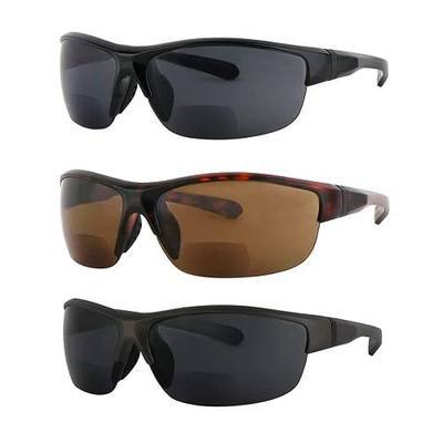 3 Pack Bifocal Reading Sunglasses for Men Women Wrap Around 1.0X