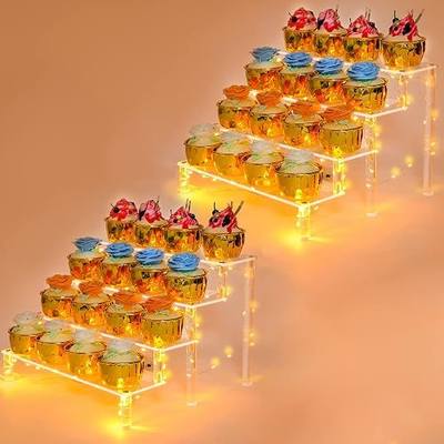 YestBuy Display Shelf Cake Stand – 4 Tier Shelf Cupcake Stand – Multifunctional and Durable Acrylic Stand – Mounting Hardware Included – Ideal for Desserts, Cosmetics, Glassware, Figurines