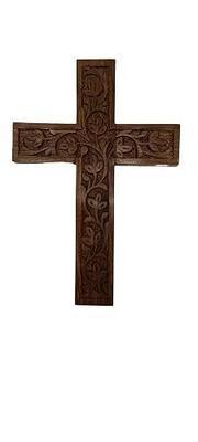 IBLAY Wall Mounted Wall Hanging Wooden Christ Cross Crucifix Catholic Rosewood Crucifix for Home, Church and Chapel Decoration (Style-1) (6 X 4)