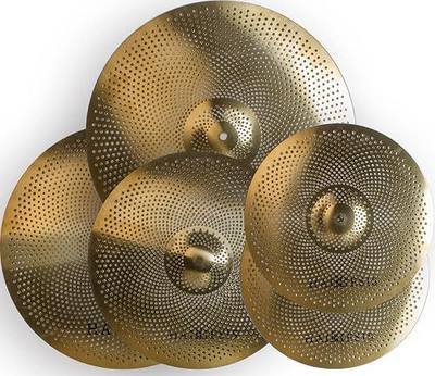 Silent cymbal set Low volume 70%-80% cymbal set 14'hi-hat+16"crash+18'crash+20"ride 5 pieces of golden drummer practice cymbals (Gold)