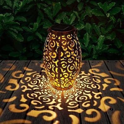 WENMER Solar Lantern Solar Hanging Lanterns Outdoor Garden Solar Lanterns Outdoor Waterproof Retro Metal Solar Powered Lantern Decorative for Patio Table Pathway Walkway Yard Christmas