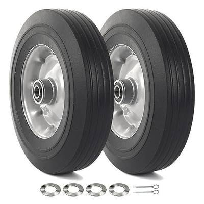 AR-PRO (2-Pack) 10" x 2.5" Flat Free Solid Rubber Replacement Tires - Flat-Free Tire and Wheel for Hand Trucks and Wheelbarrows with 5/8" Axles