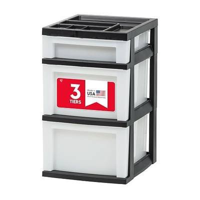 IRIS USA 3-Drawer Storage Cart, Black/Pearl | Keep craft supplies, office essentials, classroom items, and accessories organized with easy-access drawers for daily use