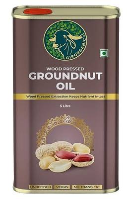 GirOrganic Peanut Oil | Natural Kolhu Wood Pressed | 169oz (Kacchi Ghani/Cold Pressed Peanut Oil) (169 oz)