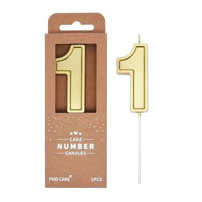 PHD Luxe Gold 2.76 Inch 1 Number Birthday Candles, Gold Cake Candles, Party Celebration