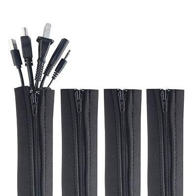 Zipper Cable Sleeve by Wrap-It Storage - 24" x 4" (4-Pack) Black | Cord Organizer and Cable Protector for Desk, Computer, TV Cord Management to Hide and Cover Wire and Extension Cables