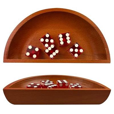 Yuanhe Craps Dice Boat Tray - Wood Casino Dice Bowl Holder Storage Pouch for Craps Game Table