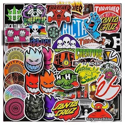 Skateboard Stickers 100 Pack, Skateboard Decals with Unique Designs for Electronics, Laptops, Thermos, Cellphones, Guitars, Skateboards, etc. Decorative Stickers