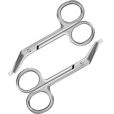 Zhehao 2 Pieces Ostomy Scissors Stainless Steel Bandage Surgical Medical Scissors for Doctors, Nurses, Veterinary Home Nursing, 4.3 x 2.1 Inch, Curved (Silver)