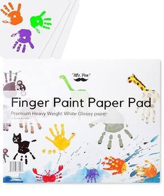 Mr. Pen- Finger Paint Paper Pad for Kids, 11 x 14 Inches, 22 Sheets | Premium Heavyweight White Glossy Paper, Art Paper for Vibrant Finger Painting and Craft Projects