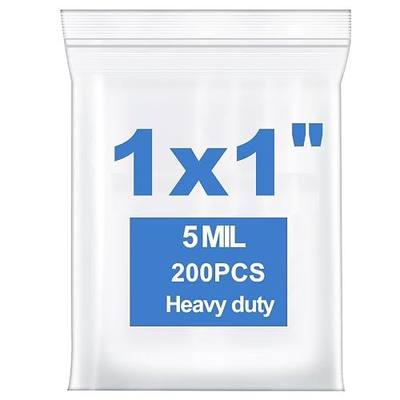 200PCS 1"x1" 5 Mil Small Clear Zip Seal Lock Plastic Reclosable Poly Bag | Thick Heavy-Duty,Durable Tiny Resealable Zipper Bags Waterproof for Jewelry Pill Necklace Ring Coin Beads