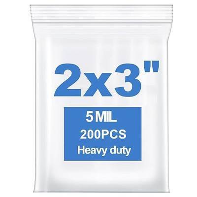 200 PCS 2" x 3" Thick 5 Mil Small Clear Zip Poly Bags Plastic Reclosable Zip Seal Lock Bags Heavy-Duty Necklace Ring Coin Beads Jewelry Pill Zipper Bag