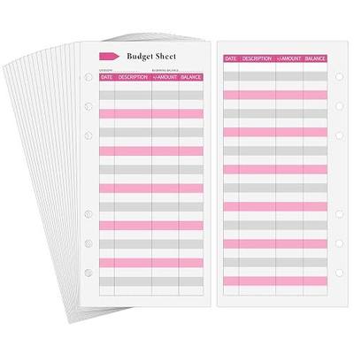 Ndsox 60PCS A6 Budget Sheets for Budget Planner Binder, 6-Holes Expense Budget Tracker Sheets, Spending Tracker Sheets, A6 Budget Binder Inserts Cash Ledger Book Wallet Bill Organizer, Pink