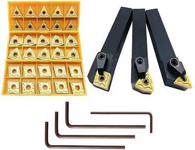 5/8" 36PCS Indexable Carbide Lathe Turning Tool Insert Holder Bit Set MTJNR1616H16 + MWLNR1616H08 + MCLNR1616H12 with CNMG 431 + WNMG 431 + TNMG 331 Indexable Carbide Turning Insert Blades
