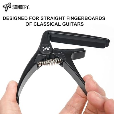 Sondery Classical Guitar Capo, Ultra Light Metal Trigger Capos for Nylon String Wide Neck Guitars, Black