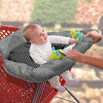 Summer 2-in-1 Full Coverage Cushy Shopping Cart Cover (Heather Gray) and High Chair Cover with Removable Seat Positioner, Strap, Phone Holder, and Toy Loops, Heather Gray and Black