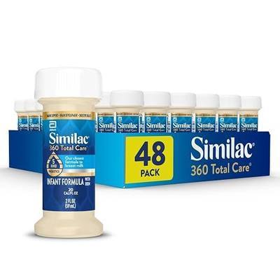 Similac 360 Total Care Infant Formula, Has 5 HMO Prebiotics, Our Closest Prebiotic Blend to Breast Milk, Non-GMO, Baby Formula, Ready to Feed, 2-fl-oz Bottle, Pack of 48