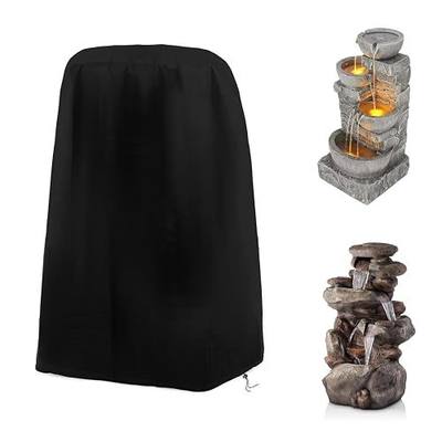 Garden Fountain Cover Waterproof Outdoor Fountain Cover with String Hem Heavy Duty 420D Fountain Statue Protective Cover (23" L x 18" W x 40" H)