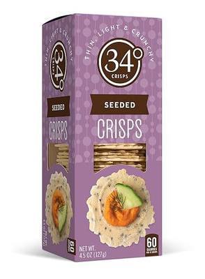 34 Degrees Seeded Crisps | Light & Crunchy Thin Crackers for Charcuterie, Cheese Boards & Entertaining, Single Pack (4.5oz each)