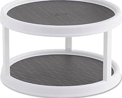 Copco Non-Skid Turntable, 2-Tier, 12-Inch, Durable & Easy Clean, White/Gray