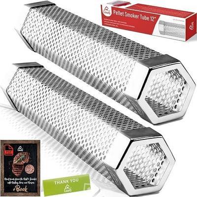 LIZZQ Premium Pellet Smoker Tube 12" (Set of 2) 5 Hours of Billowing Smoke | Hot or Cold Smoking, for Any Grill or Smoker, An Easy and Safe Way to Provide Smoking, Free eBook Grilling Ideas & Recipes