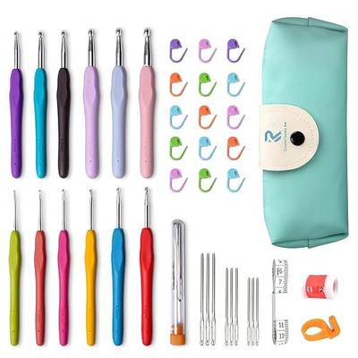 RealPlus Crochet Hooks, 12 Sizes Crochet Hook Set, Crochet Kit for Beginners, Knitting Needles with Ergonomic Handles for Arthritic Hands, Christmas Gifts for Women, Crochet Needles with Blue Case