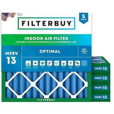 Filterbuy 20x20x2 Air Filter MERV 13 Smoke & Allergy Defense (5-Pack) | Electrostatic Pleated HVAC AC Furnace Filters Replacement, Made in USA (Actual Size: 19.50 x 19.50 x 1.75)