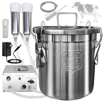 12L Cow Milking Machine, Plug-in Pulsation Pump Milker (Classic) | Pulsation System, Speed Adjustable, Auto Stop Check Valve, SUS304 Stainless Steel Bucket, Food-grade material