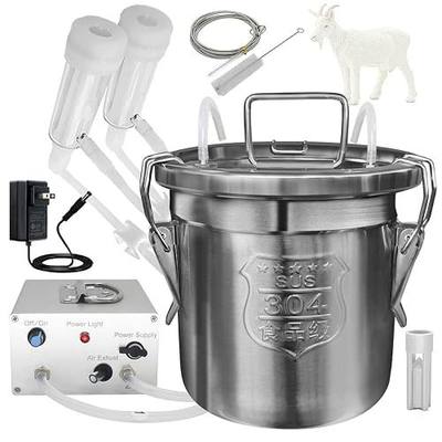 6L Goat Milking Machine, Plug-in Pulsation Pump Milker (Classic) | Hantop UnitedFarm, Speed Adjustable Pump, Auto Stop Check Valve, SUS304 Stainless Steel Bucket, Food-grade material