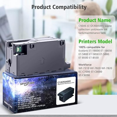Spaceink C9345 Ink Maintenance Box Tank for ET-8550 ET-16600 ET-5850 ET-5800 ET-16650 ET-8500 WF-7840 WF-7820 ET-5880 WF-7310 ST-C8000 ST-C8090 Printer (PXMB9/C12C934591 Waste