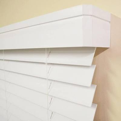 Lumino 2" Faux Wood Blinds - Smooth Slat, 36" W x 64" L White | Cordless, Modern Valance, Custom Sizes