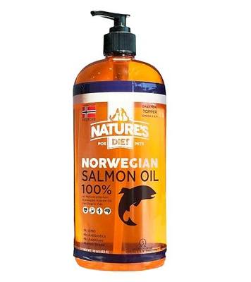 Nature's Diet Pet 32 oz Norwegian Salmon Oil Dogs & Cats - Natural Support for Joint Function Immune Heart Health Appetite Skin & Coat Omega 3 6 9 Liquid Food Topper EPA DHA Fatty Acids