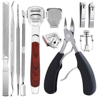 HOTACE 11PCS Ingrown Toenail Tools Kit Professional Toe Manicure Nail Clipper Set for Ingrown Thick Toenail Stainless Steel Pedicure Ingrown Toenail Kit(Black)