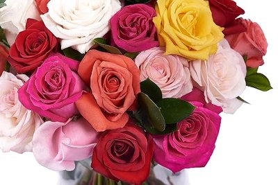 100 Fresh Flowers Every Day Premium Long-Stem Fresh Cut Roses | Cut to Order and Air-mailed Directly to your Home | Anniversaries, Mother’s Day, Weddings, Birthdays, New Year.(Assorted Colors)
