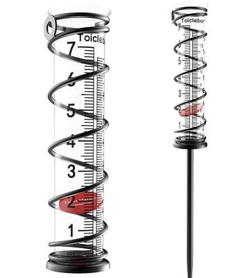 Rain Gauge Outdoor,7 Inch Capacity Garden Rain Gauge with Easy-Read Red Float,Accurate Dual Scale (Inch & cm),Heavy-Duty Glass Tube with Metal Stand,Ground or Wall Mount for Yard & Lawn