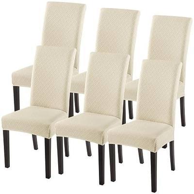 SearchI Dining Room Chair Covers Set of 6, Stretch Jacquard Parsons Chair Slipcovers Super Fit Removable Washable Kitchen Chair Protector Cover for Dining Room, Hotel, Ceremony (Beige Rhombus)