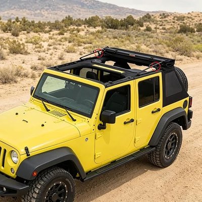 Soft Top Straps for Jeep Wrangler JK JL 2007-2022 Soft Top Tie Down Straps | Roll Up Rear Window Straps,Adjustable,High Peel Strength,Longer,Wider,A+ Level Hook&Loop,Black,4Pack