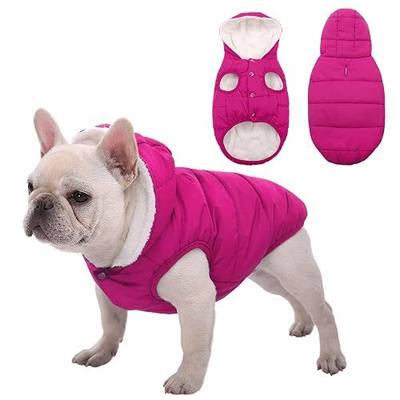 SAWMONG Waterproof Dog Winter Coat, Warm Fleece Lined Dog Jacket with Hood, Windproof Puppy Coat, Pet Apparel Vest Outdoor&Indoor Winter Activities(Pink,XXL)