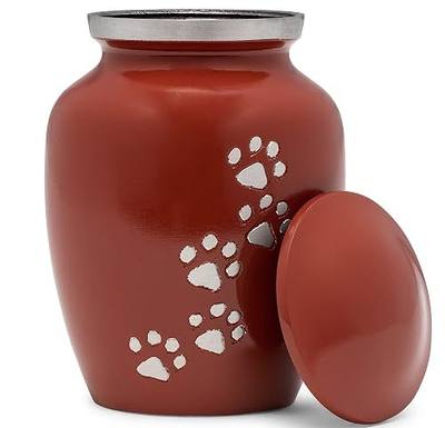 Eternal Harmony Pet Urns for Dogs with Secure Seal, Velvet Bag & Anti-Slip Felt Bottom, Animal Urn for Dog Ashes, Cat Ashes & Any Pet Up to 40 lbs (Red, Medium)