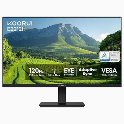 KOORUI New 22 Inch Computer Monitor FHD 1080P 120Hz PC Gaming Screen VA Panel Ultra-Slim Display 4000:1 Contrast Ratio with Adpitive Sync (HDMI/VGA/VESA Compatible 100x100mm/Audio Out), Tilt, Black